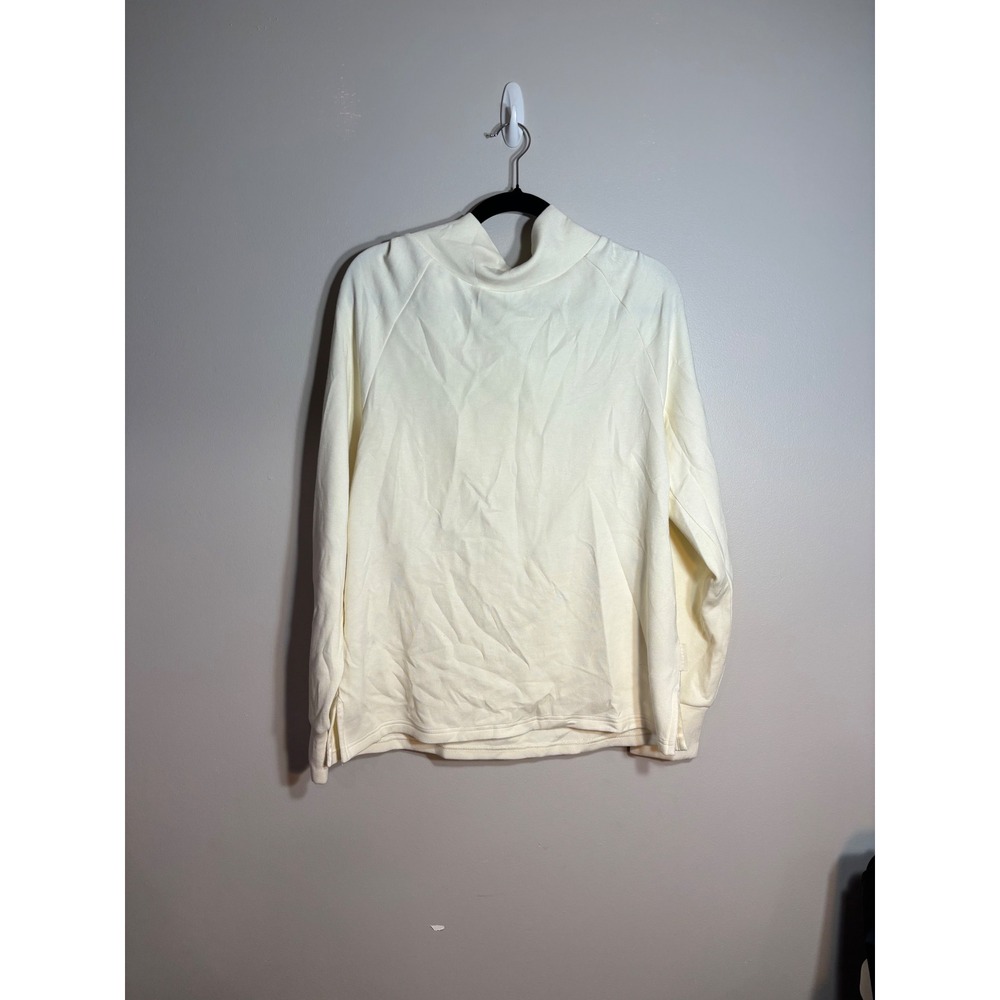 VARLEY Ivory Mock Neck Pullover Sweatshirt Drawstring Waist Women's XS